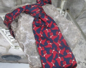 Corbata de cuello de seda con sello rojo vintage de Old River