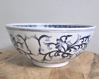 Vintage Blue & White  Porcelain Chinese Punch Bowl