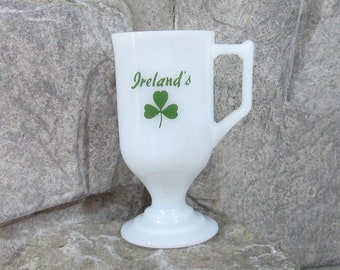 Vintage Ireland's Restaurant Ware White Glass Pedestal Cup