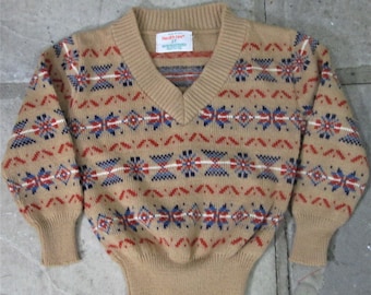 pull bébé Fair Isle vintage des années 1970