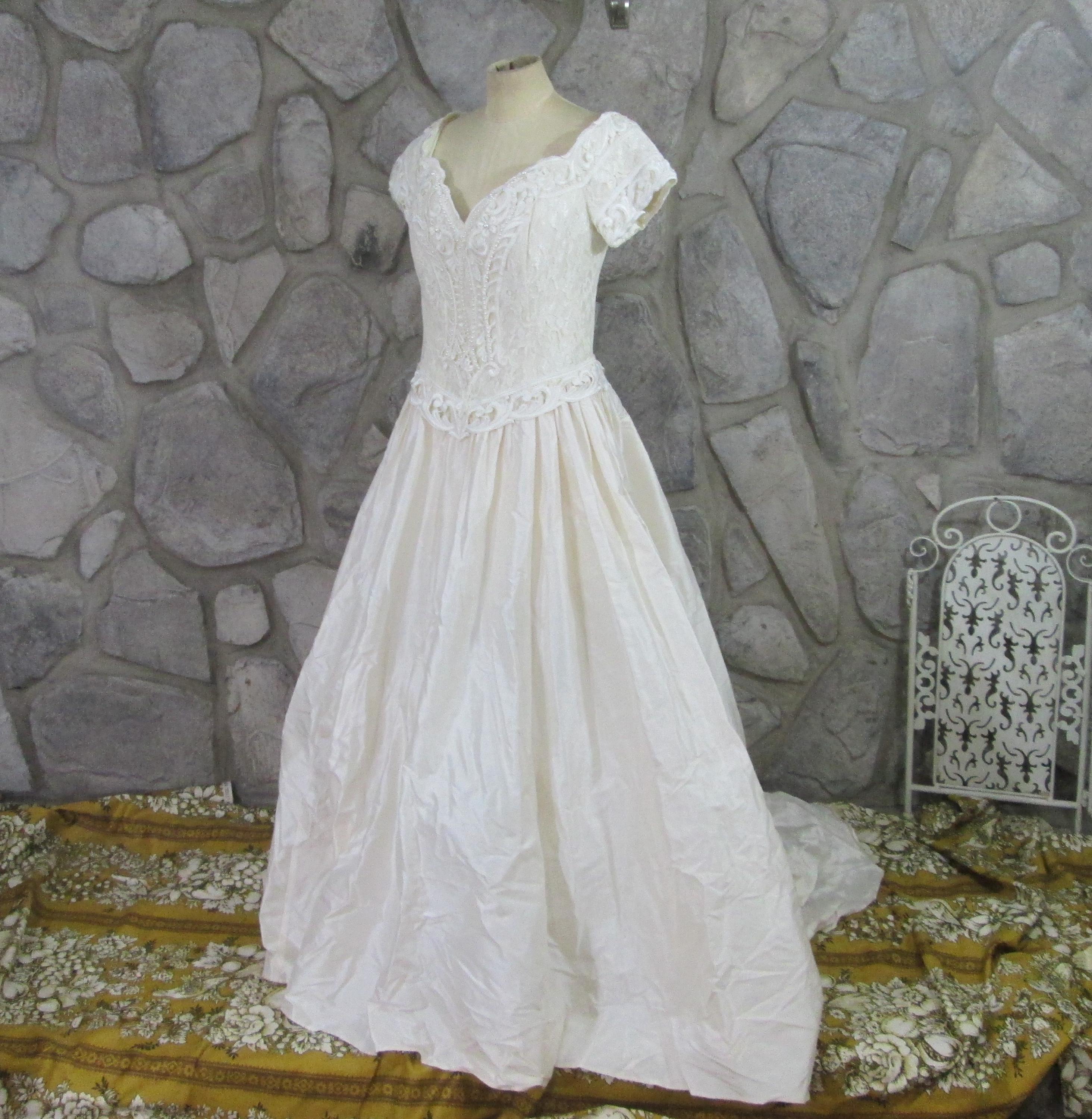 Vintage Jessica Mcclintock Lace Bodice Cream Wedding Dress - Etsy