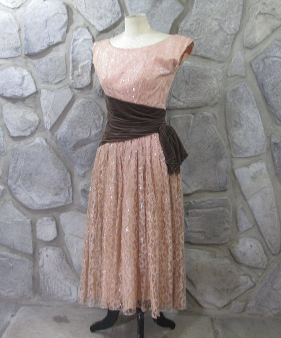 Vintage 1950's Lace and Velvet Party Dress