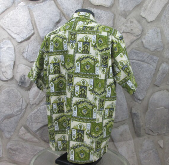 Vintage 1960's Sears Green Hawaiian Luau Shirt - image 3