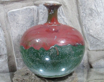 Jarrón de cerámica vintage con esmalte de goteo