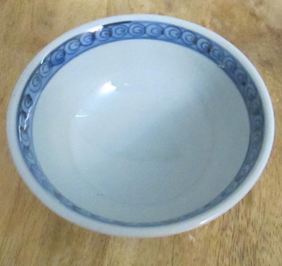 Vintage Japanese Pottery Blue Glaze Fish Design Bowl - Etsy