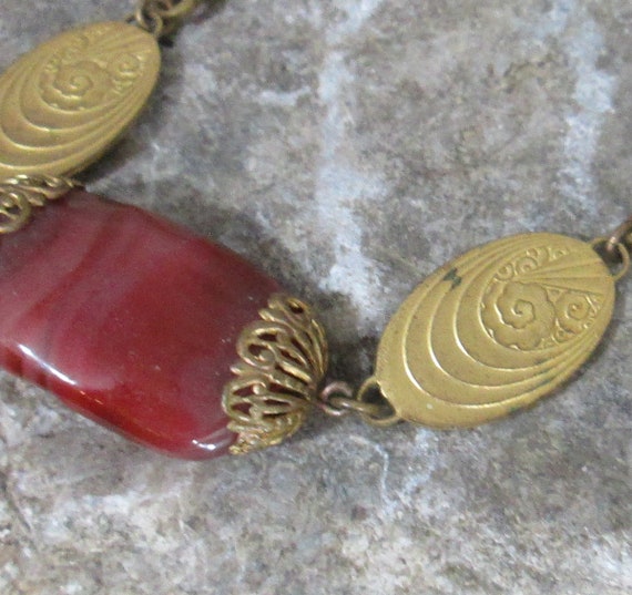 Vintage 1940's Agate Art Deco Style Choker - image 3