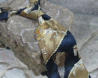 Vintage Korean Racing Association Silk Horse Design Tie