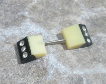 Vintage 1940's Celluloid & Rhinestone Hat Pin