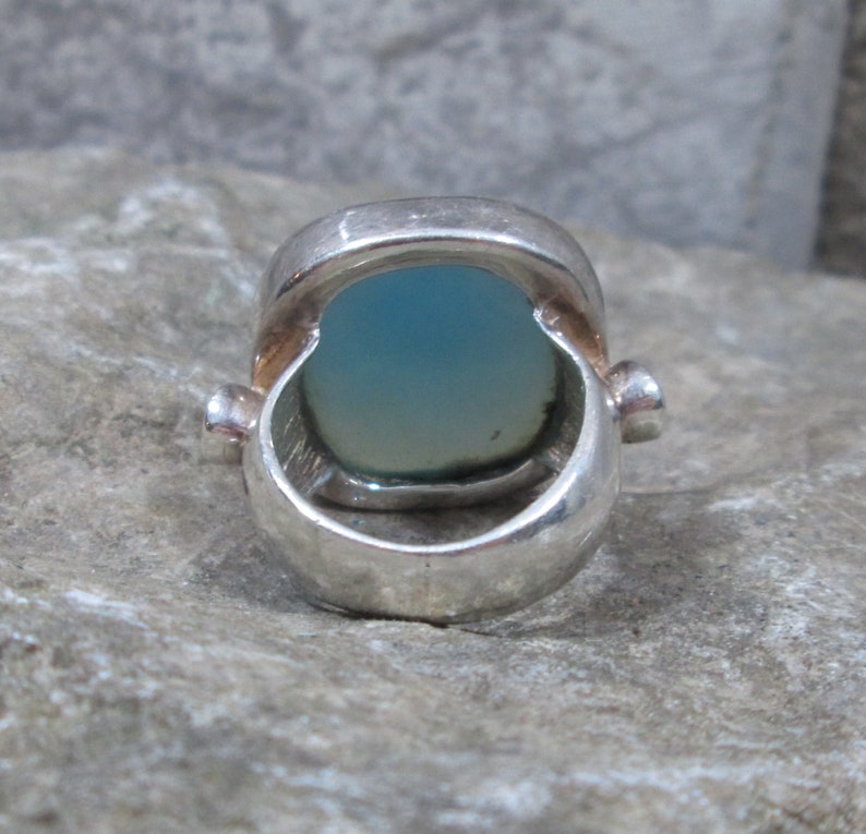 Vintage Blue Chalcedony and Amethyst Sterling Silver Ring