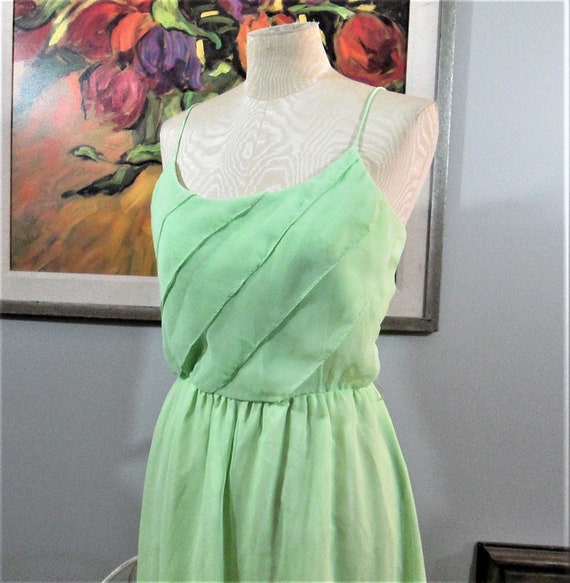 Vintage 1970's Lime Green Formal Dress - image 2