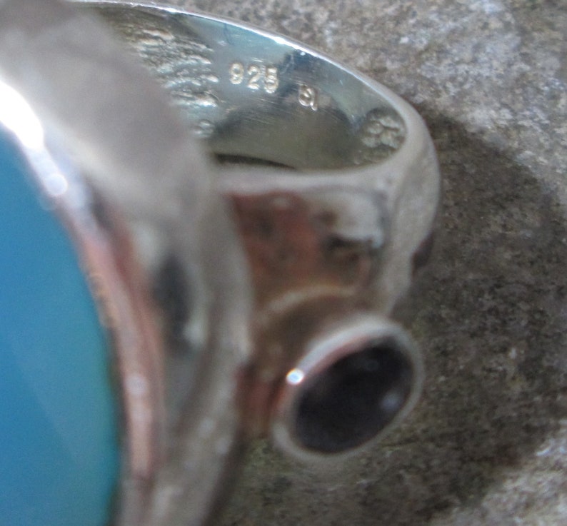 Vintage Blue Chalcedony and Amethyst Sterling Silver Ring