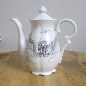 Vintage White Dragon Ware Porcelain Tea Pot, Florida Souvenir