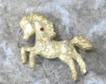 Broche de caballo Vintage Gold Tone