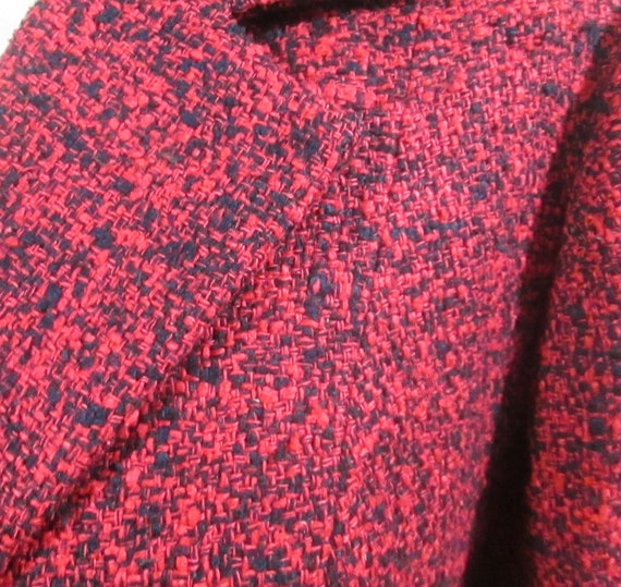 Vintage 1960's Red & Black Silk Wool Tweed Suit - image 3