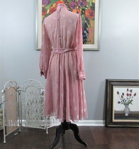 Vintage 70's Dreamy Sheer Pink Dress - image 3