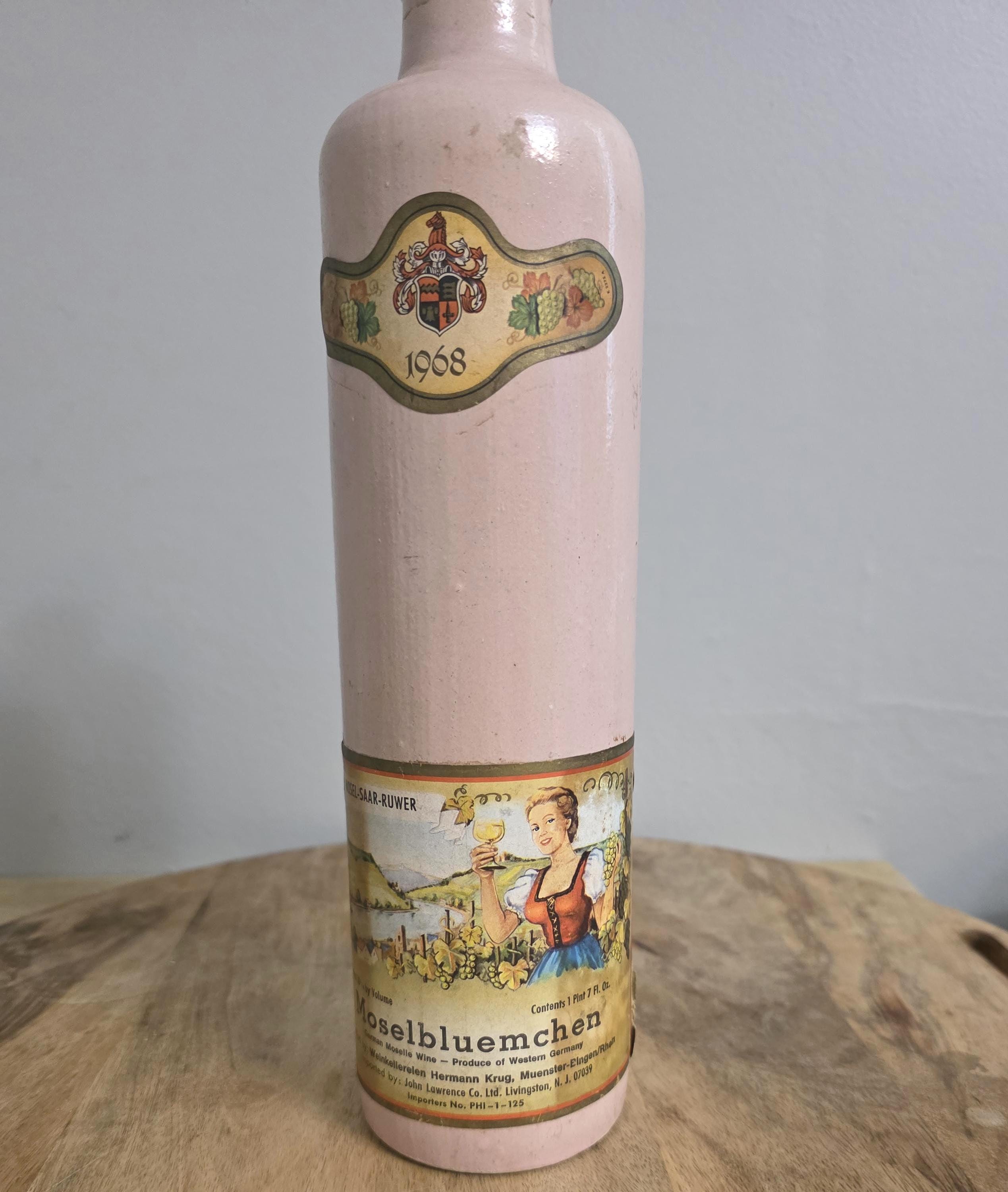Vintage 1968 Moselbluemchen Pottery Wine Bottle - Etsy