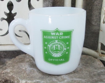 Taza oficial vintage de la Guerra contra el Crimen, Asociación de Oficiales de Paz de Kentucky, 1966