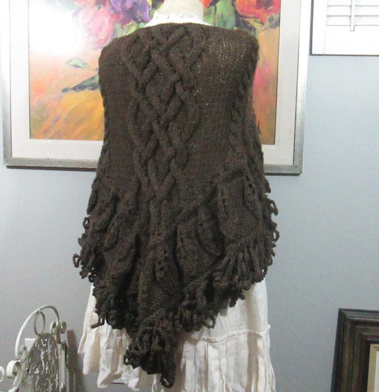 Handmade Brown Wool Celtic Knot/cable Knit Triangle Shawl Leaf - Etsy  Singapore