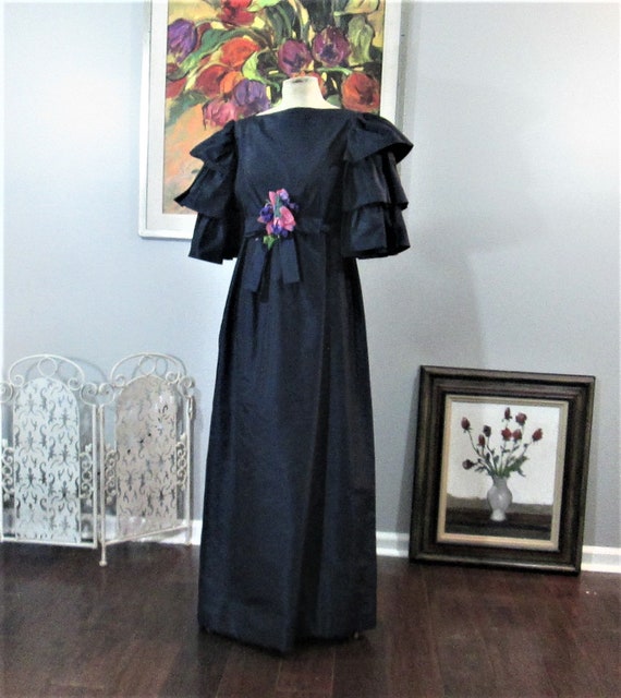 Vintage Kiki Hart Navy Evening Dress - image 1