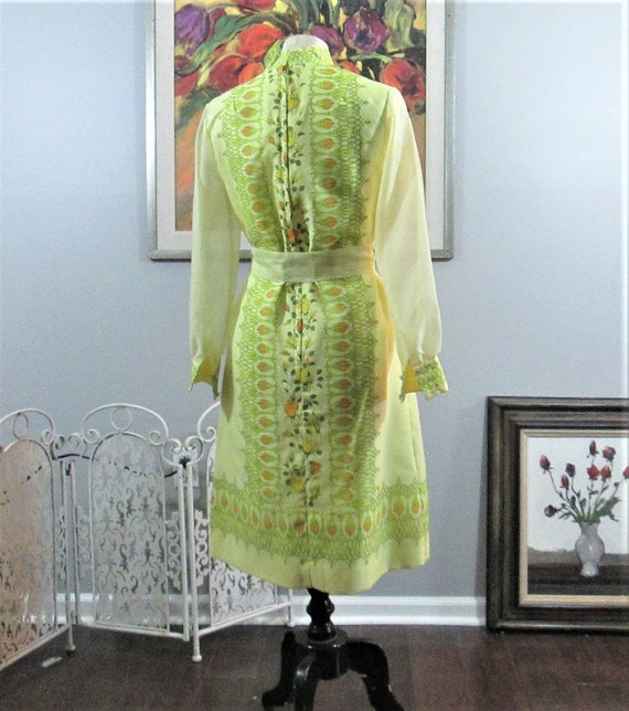 Vintage Alfred Shaheen Yellow Floral Print Dress - image 3