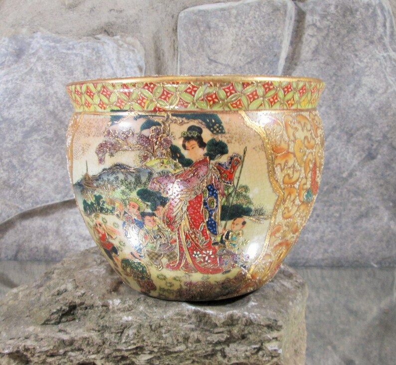 Vintage Japanese Moriage Koi Fish Bowl