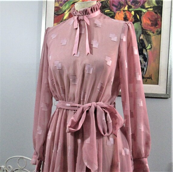 Vintage 70's Dreamy Sheer Pink Dress - image 2