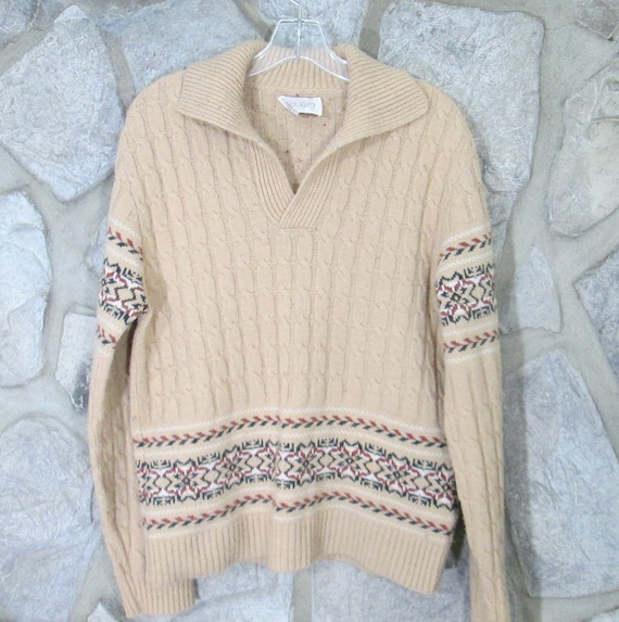 Vintage 60's-70's Lord Jeff Cable Knit Fair Isle S