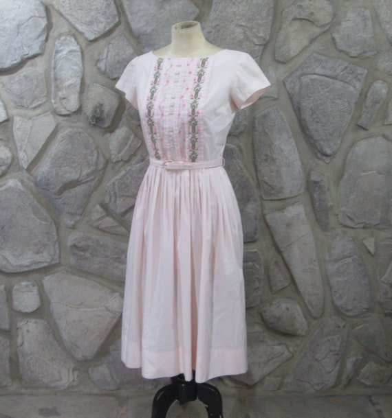 Vintage 1950's Gay Gibson Pink Embroidered Rockabi