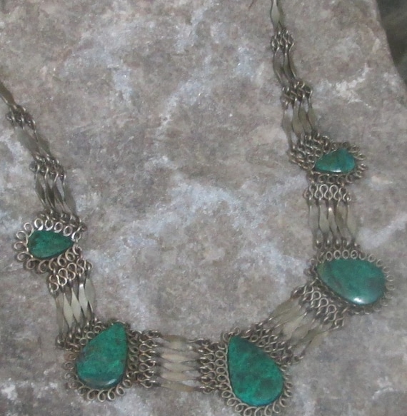 アクセサリー Vintage Silver Green Stone Necklace 925 Vintage Green Stone and Silver Choker Necklace - Etsy