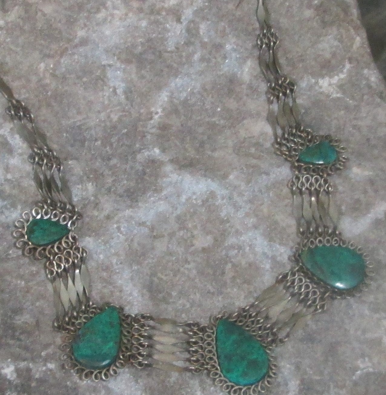 アクセサリー Vintage Silver Green Stone Necklace 925 925 Sterling Silver Green Onyx Necklace [Verde Breeze] – TAKE-UP