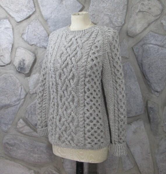 Handmade Oatmeal Wool Celtic Knot Irish Fisherman Sweater Etsy