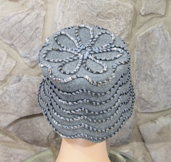 Vintage 60's Glenover Henry Pollak Gray Wool Hat … - image 3