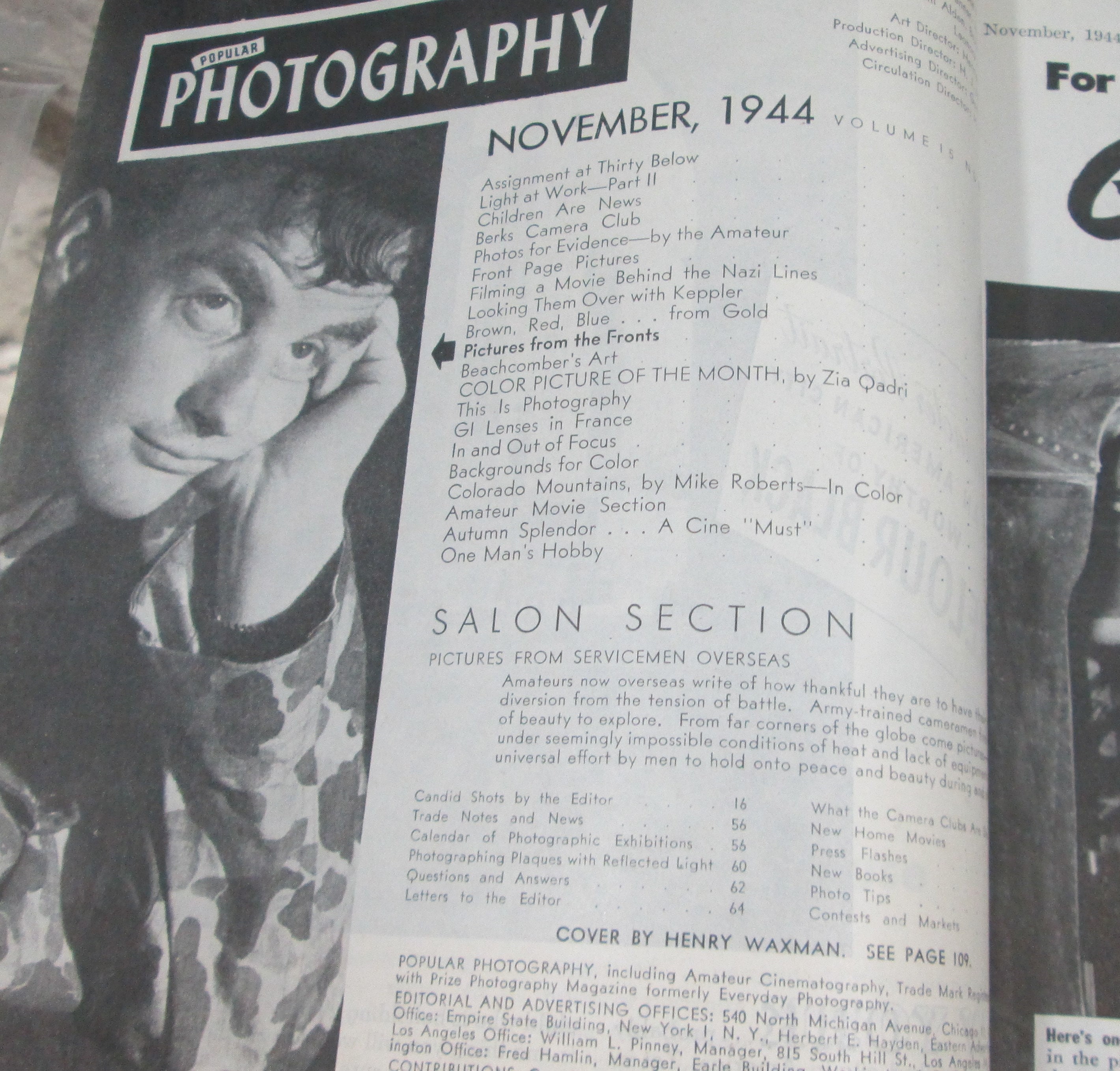 Vintage Popular Photography Magazine November 1944 photo picture