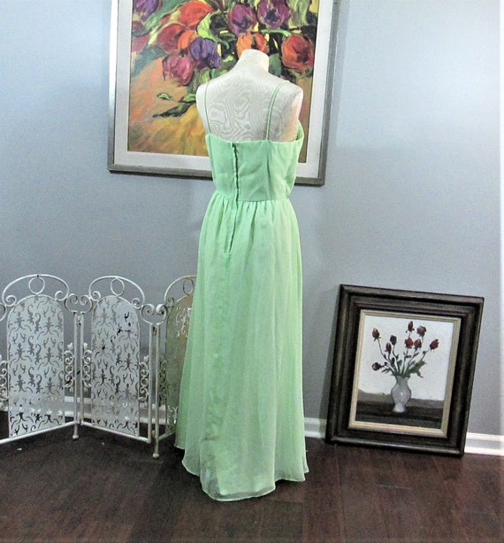 Vintage 1970's Lime Green Formal Dress - image 3