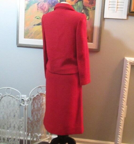 Vintage Red Castleberry Knit Suit with Black Velv… - image 3