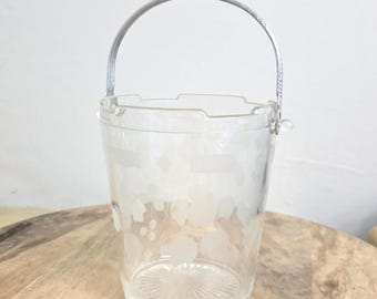 Vintage Etched Glass Ice Bucket