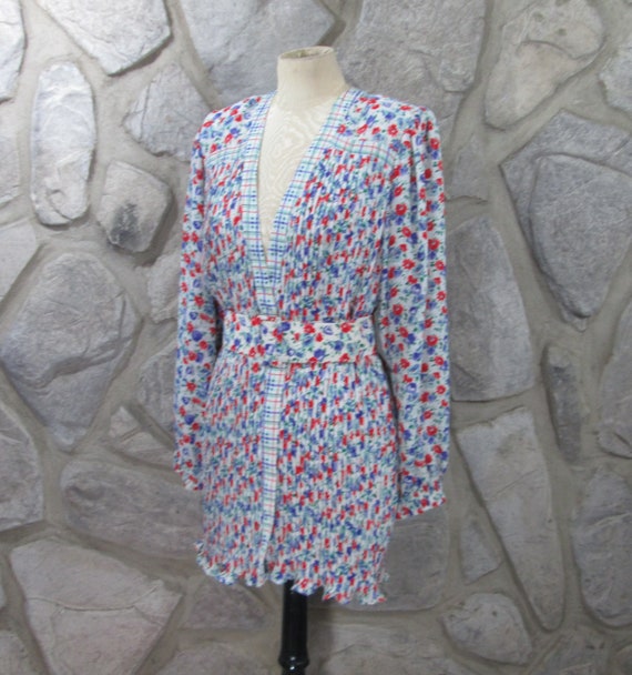 Vintage 80's Diane Fres Pleated Belted Blouse