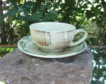 Vintage Vernon Kilns Raffia Pattern Cup and Saucer