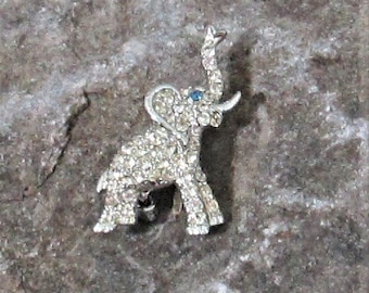 Vintage Rhinestone Elephant Brooch