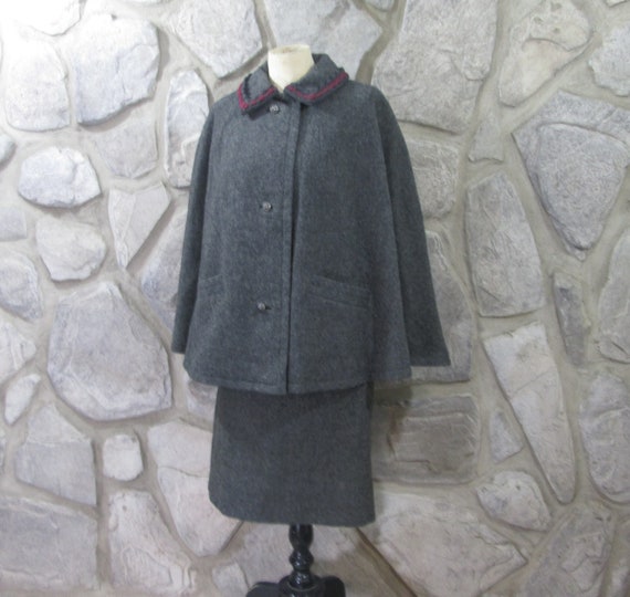 Vintage Resi Hammerer Austria Gray Wool Cape Suit