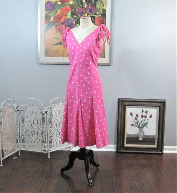 Vintage Mollie Parnis Pink Polka Dot Dress