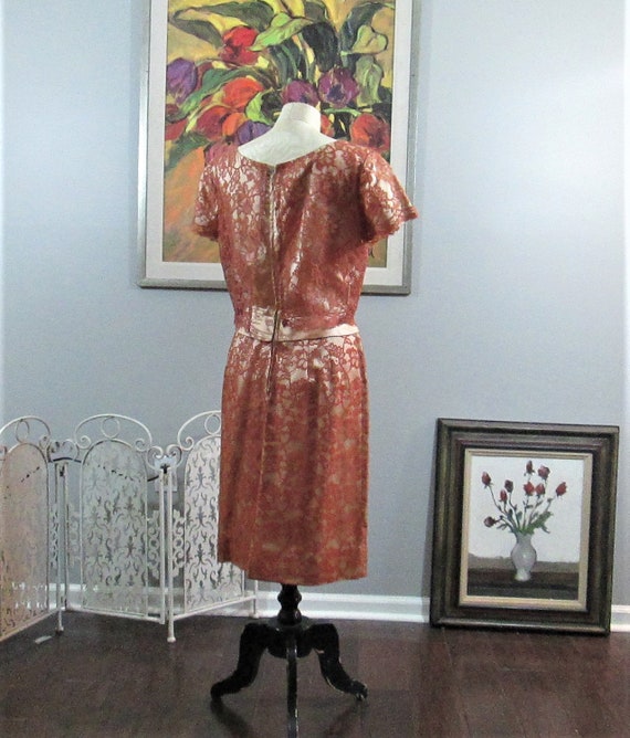 Vintage DuBarry Copper Lace Cocktail Dress - image 3