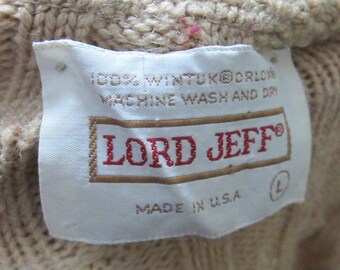トップス LORD JEFF Fine Cotton/Jute Sweater L Vintage Lord Jeff Mens Vintage Sweater Sandstone Collection