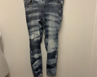 Torrid Size 20R Blue Tie Dye Skinny Jeans High Rise Distressed Denim Upcycled