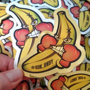 Metallic Banana Boxer Sticker Set - 2 feisty chrome gold and silver vinyl stickers
