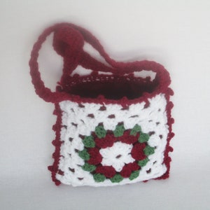Genuine Handmade Crochet Purse White Red Green Teen Girl Gift Poinsettia Bag