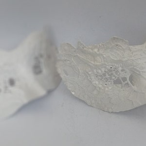 White Couple's Masquerade Masks Lace Venetian Style Monochrome Domino Mask Set image 3