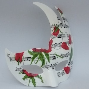 Music Masquerade Mask Venetian Couple&#39;s Mask Set Roses Papier Mache