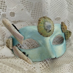 Mermaid Costume Mask Seashells Pearl Blue Women&#39;s Domino
