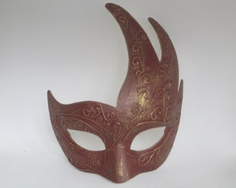 Masquerade Mask Women Rust Brown Elegant Paper Mache Domino